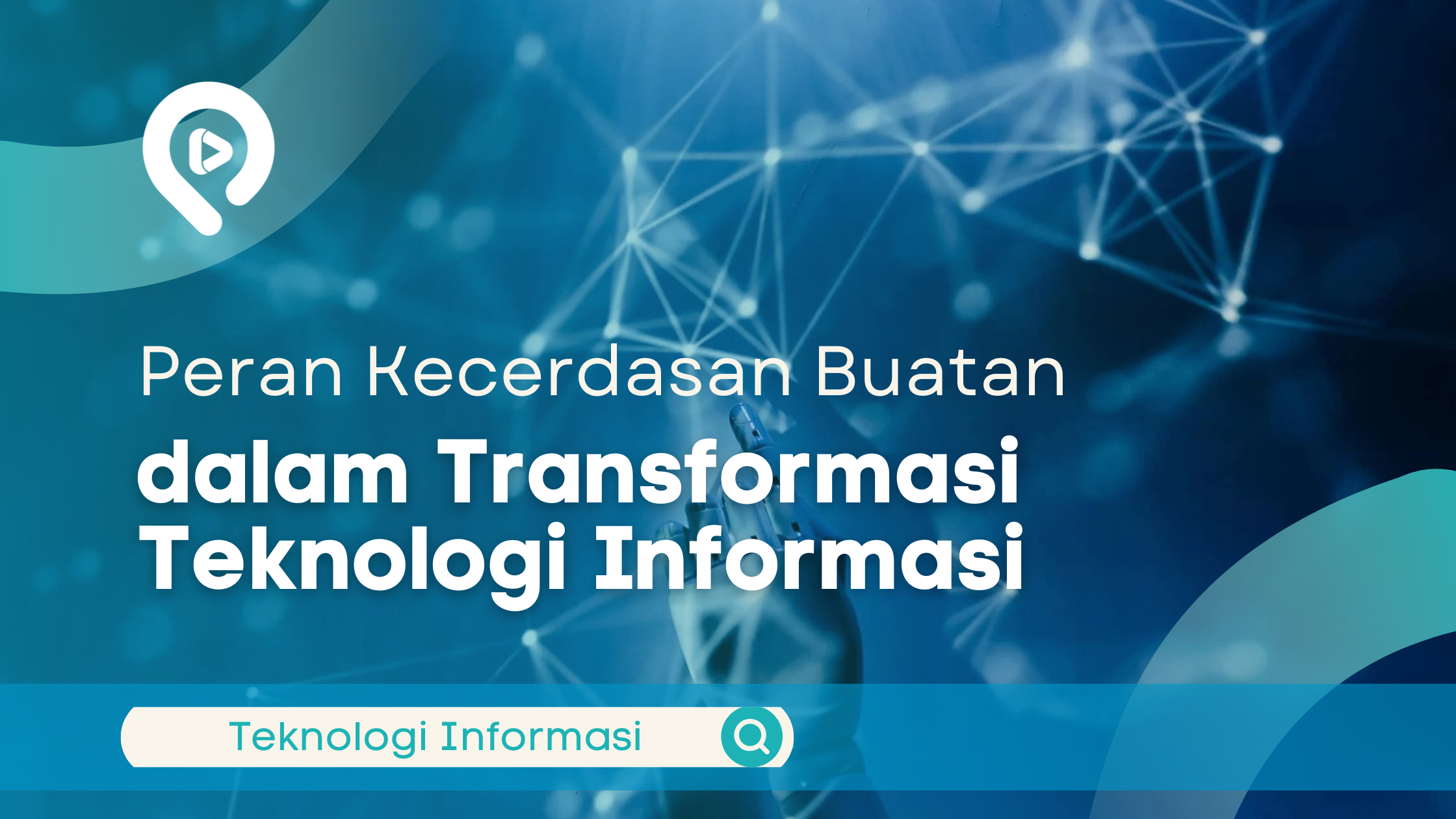 Ilustrasi peran kecerdasan buatan dalam transformasi teknologi informasi, meningkatkan efisiensi dan keamanan digital