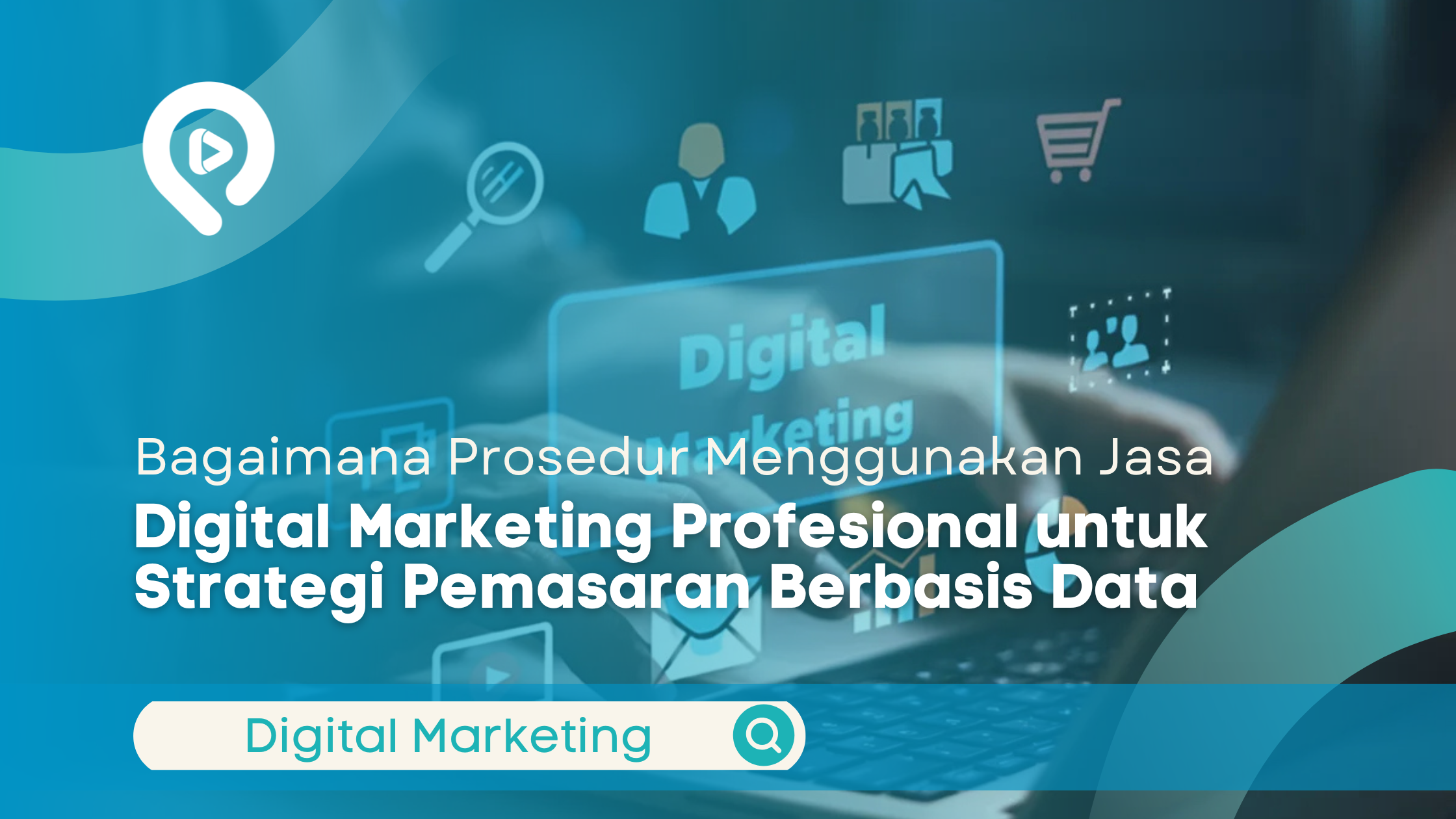 Ilustrasi konsep jasa digital marketing profesional berbasis data untuk strategi pemasaran bisnis
