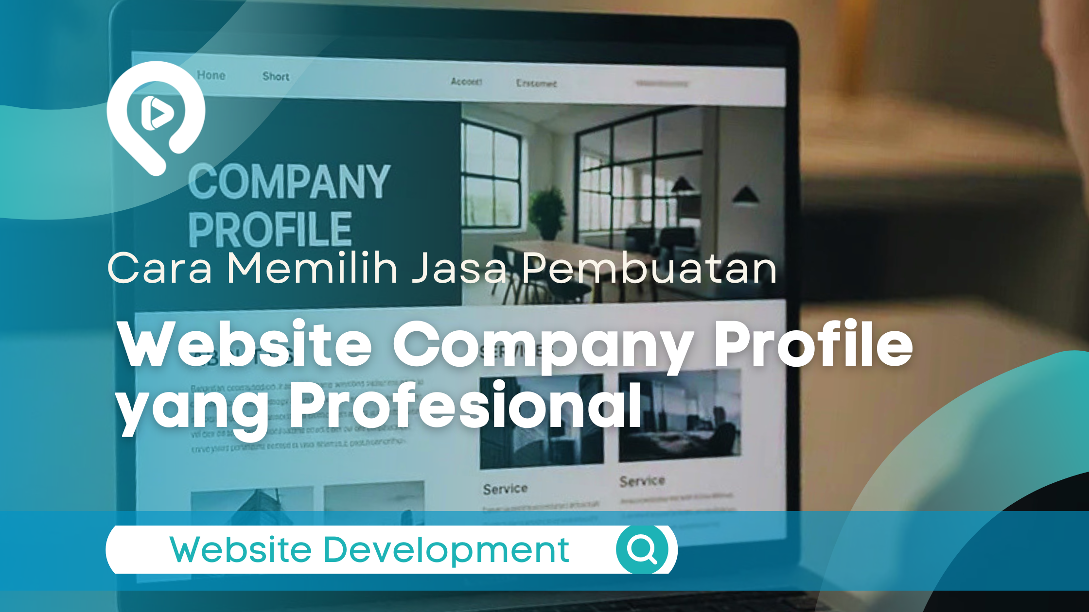 Tampilan website company profile profesional pada layar laptop untuk kebutuhan branding bisnis.